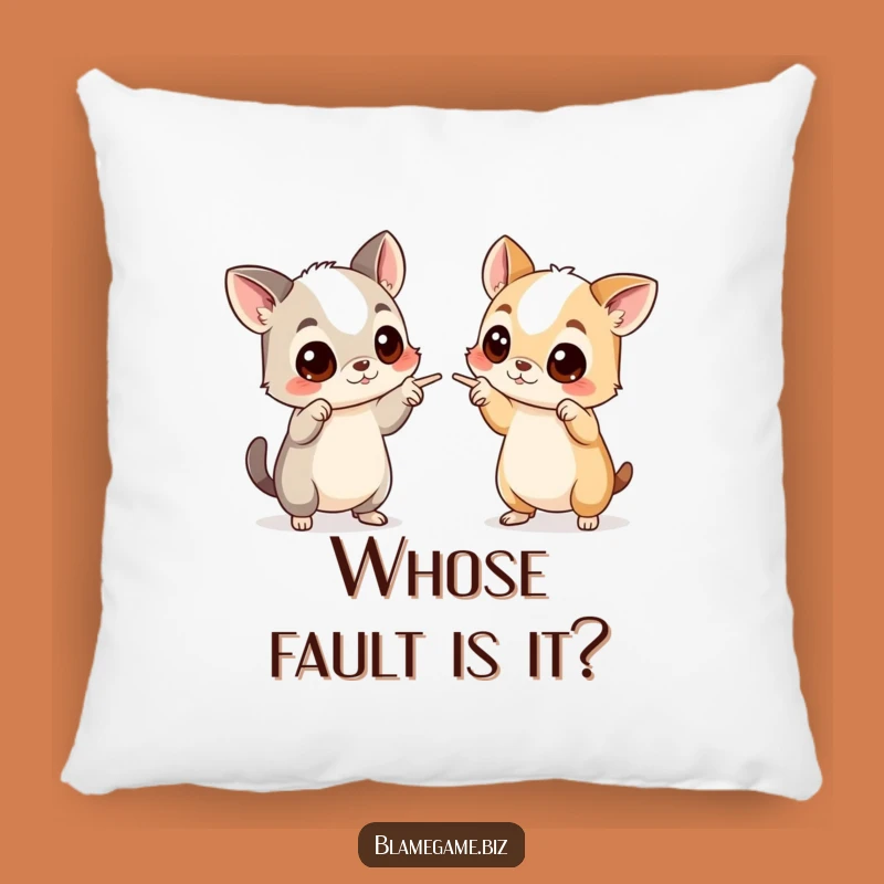 Funny Blame Game Pillow: Cozy Accusing Animals Cushion, Perfect Funny Gift