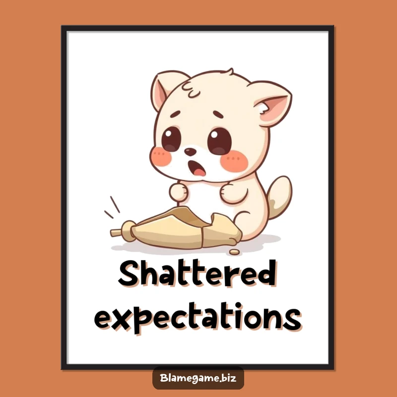 Funny Surprised Animal Poster: Tiny Broken Object Art, Hilarious Decor, Funny Gift