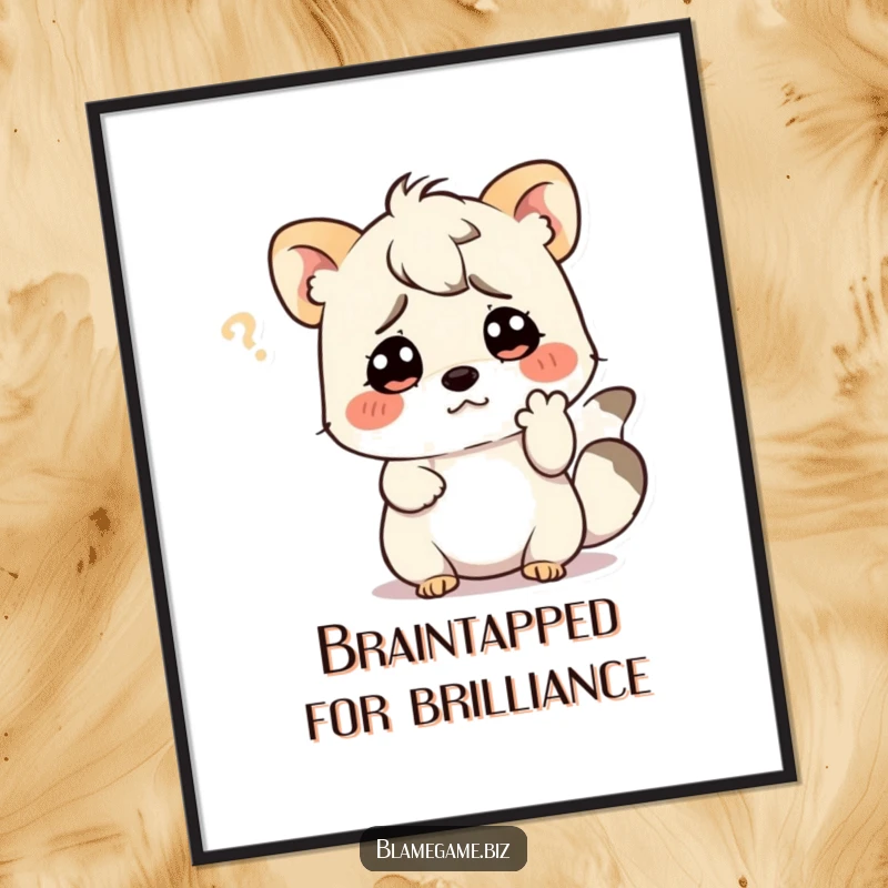 Funny Free Printable Wall Art of a confused animal scratching its head with a paw, looking puzzled, perfect for humorous decor.