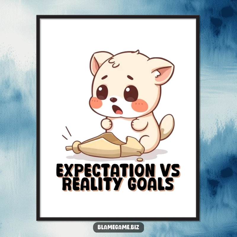 Funny Free Printable Wall Art of a surprised animal staring at an absurdly tiny, broken object, adding humor to decor.