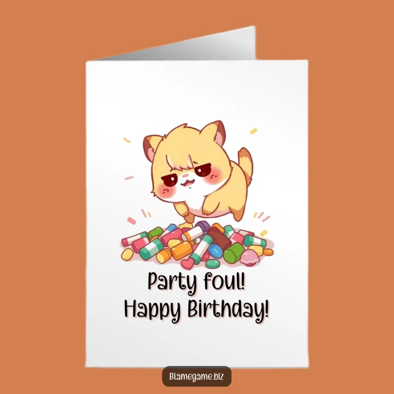 Free Printable Birthday Card: Clumsy Animal, Birthday Chaos, Downloadable Funny Gift