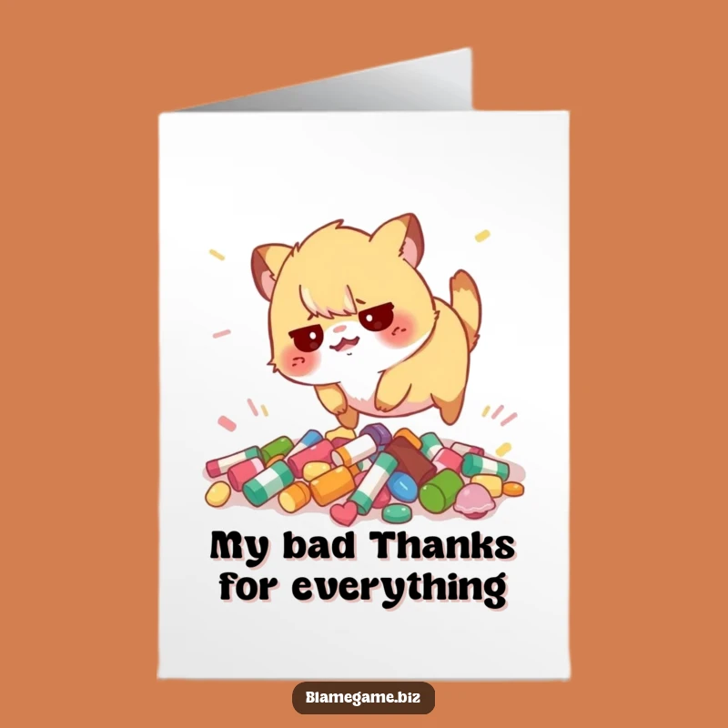 Free Printable Thank You Card: Clumsy Animal, Messy Gratitude, Downloadable Thanks