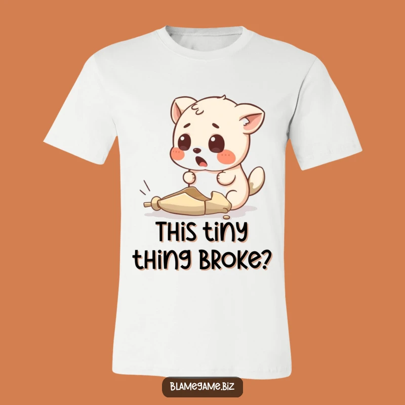 Funny Surprised Animal T-Shirt: Tiny Broken Object Humor, Great Funny Gift